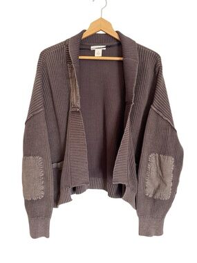 Festi By Torrid Brown Cropped Open Front Ribbed Boho Cardigan size 0=L